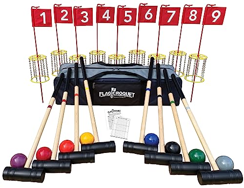 Deluxe Flag Croquet Golf Game Set - size: 8 Player Set