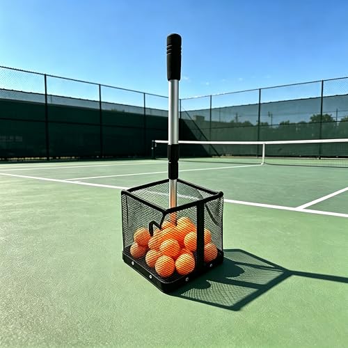 TNZMART Adjustable Ping Pong Ball Picker Upper, Telescoping Aluminum Pole, No Bend Table Tennis Ball Collector, Durable Mesh Basket, Holds 100+ Ping Pong Balls