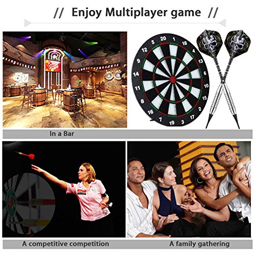 Darts Plastic Tip Set - 18g 21g Colorful Rainbow Soft Tip Darts 50 Anti-Loose O-Rings 6 Shaft (Aluminum/Nylon 45mm) 6 Durable Flights Extra 50 Soft Tips Electronic Dartboard - color: Black-DARTB
