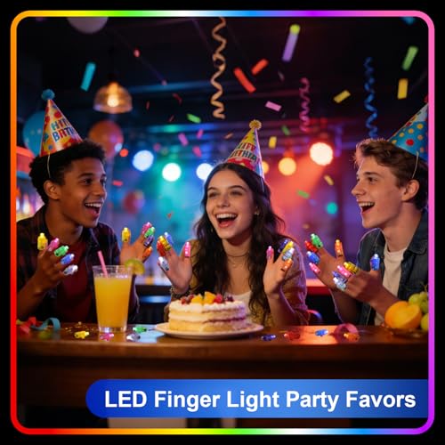 100pcs Finger Lights in 8 Colors, Glow in the Dark Party Favors Supplies for Kids Adults, Easter Egg Hunter Goodie Bag Stuffers, Classroom Prizes Carnival Birthday Concert Accessories - style: Mixd-100pcs
