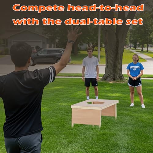 Backyard Soccer Game with 2 Tables, 1 Ball, 4 Cones, Soccer Training Equipment, Portable Football Practice Outdoor Game for Backyard, Beach, Field Fun, No Assembly Needed