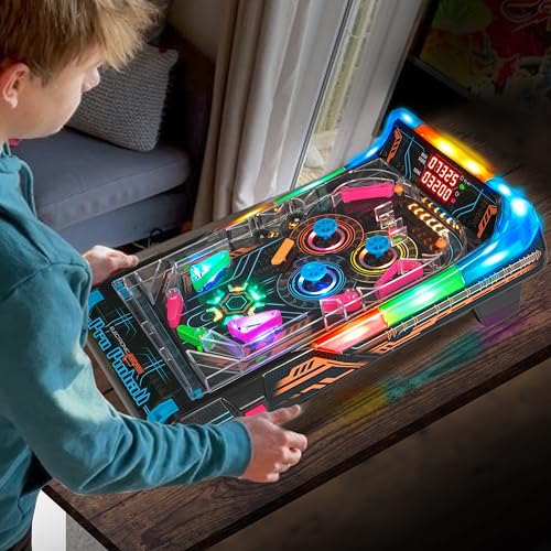 Merchant Ambassador Electronic Arcade Pro Pinball - Light & Sound Tabletop Game, Dual LED Scoreboard, 10 Professional-Grade Features, Adults Kids Age 6+