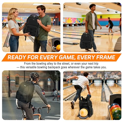 Single Ball Bowling Backpack with Shoe Compartment – Lightweight Ball Bag for Men and Women,Black - color: Black