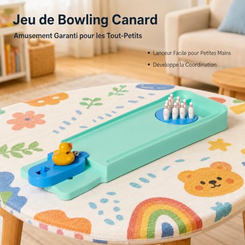 Mini Bowling Set, Wooden Bowling Game for Adults, Miniature Bowling Alley, Small Desktop Fun Toy - style: waterfowl Bowling