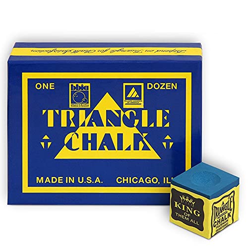 Triangle Billiard Pool Cue Chalk - 1 Dozen - Made in The USA + 2 pcs of Quality Billiard Pool Table Spots by Tweeten Fibre Co. - color: Blue