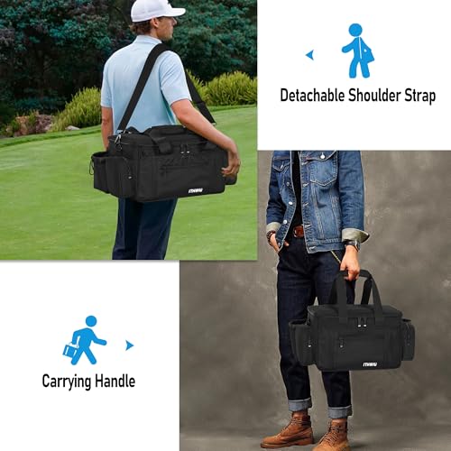 Disc Golf Storage Bag Durable Large Capacity with Dividers and Multi Side Pockets, Black - style: 14.5 X 10.2 X 10.2 Inch