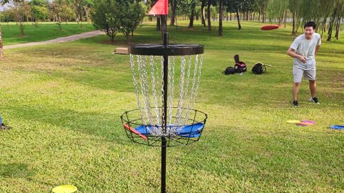 Disc Golf Basket - Portable Disc Golf Target with Heavy Duty 24-Chains Come with 6pcs Disc Golf Discs and Carry Bag, Ground Stake -Suitable for Players of All Levels - Multi Color Available - style: Plus-Black- 6 PCS