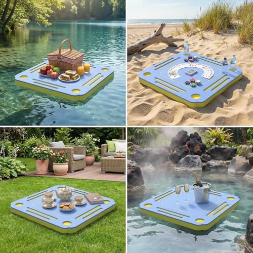 Floating Mahjong Table for Pool, EVA Foam Waterproof Pool Mahjong Table Floating Game Table for Swimming Pool, Hot Tub, Double-Sided Mahjong Domino & Card Games for Adults