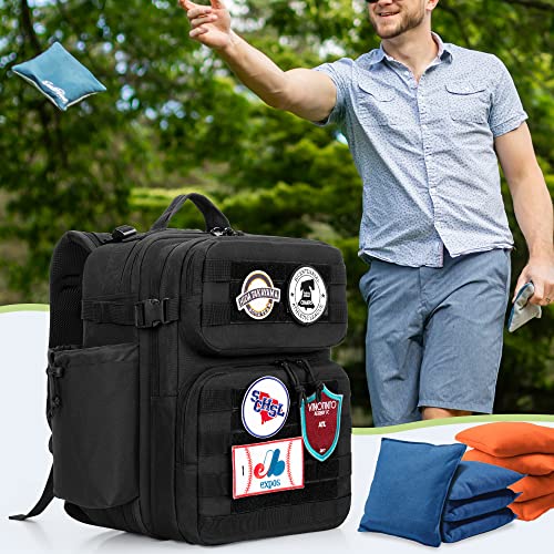 DSLEAF Cornhole Backpack, Cornhole Bag Holds 16-24 Cornhole Bags with Padded Shoulder Straps and Cushioned Lumbar for Comfort, Extra Pockets for Essentials (Patent Design)