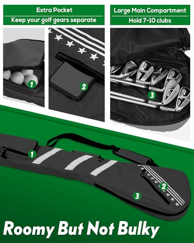 Big Teeth Golf Sunday Bag, Small Golf Bag Lightweight, Par 3 Golf Bag for A Few Clubs Driving Range, Practice with Carry Shoulder Strap Foldable Multi-Colour - color: Grey