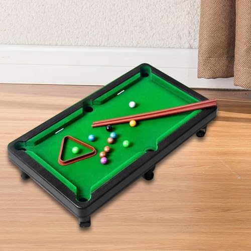 harayaa 1 Piece Mini Tabletop Pool Set Billiard Game Portable Family Friends Indoor Play Toy Miniature Pool Table Desk Pool Cues Game Balls Triangle Rack Dura - size: 27x18.5x6cm