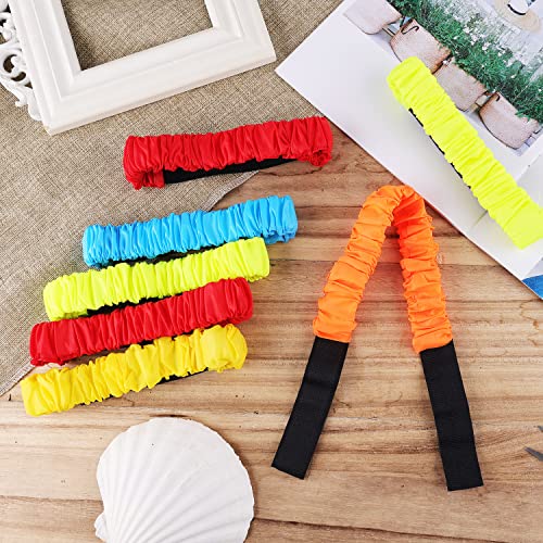 AIEX 10pcs 3 Legged Race Bands for Adults Kids, Colorful Legged Race Bands Elastic Tie Rope with Magic Adhesives for Relay Race Game, Field Day, Backyard, Team Games (5 Colors)