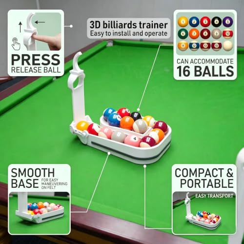 3D Printed Precision Pool Ball Rack: Professional Billiards Training Tool for Perfect Ball Placement, Fast Setup, Portable Design with Complete Maintenance Kit (Screwdriver/Rubber Bands) - color: white