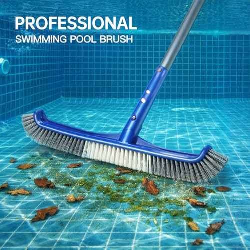 Pool Brush Head, Scrub Brush with Premium Nylon Bristles,Curved Ends High-Efficiency Pool Broom/Pool Brushes for Cleaning Inground/Above Ground,Swimming Pool, Walls, Bathtubs, Tiles & Floors(Blue) - color: Blue