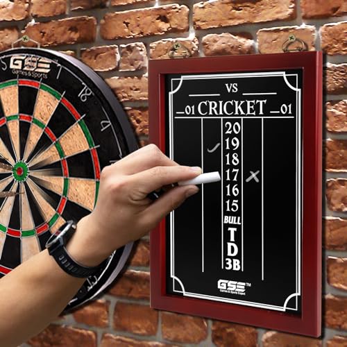 GSE Games & Sports Expert Chalk Dart Scoreboard for Dart Board Cricket & 01 Dart Games with Chalks and Chalk Wipe (Standard/Large) - style: Large