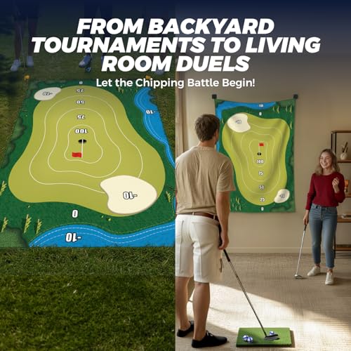 TOY Life Chipping Golf Practice Mats Golf Game Training Mat Indoor Outdoor Games for Adults Family Kids Outdoor Play Equipment Stick Chip Golf Set Backyard Game(Patented) - style: Golf Green Style