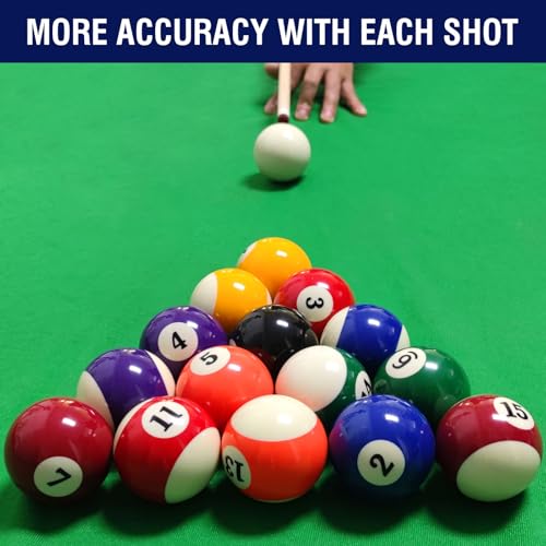 2-1/4" Pool Balls Billiard Set - 16 Resin Balls, Regulation Size & Weight, Complete Pool Table Balls Set for Replacement, Pool Table Accessories & Billiards Pool Accessories