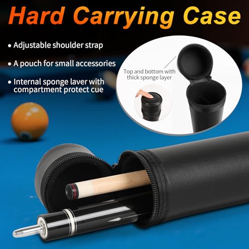Pool Cues Stick,3 in 1 Adjustable Maple Pool Cue Stick Sets Cue Sticks 58 inch Pool Cues Adult Canadian Maple Wood Billiard Stick with Carry Case Joint Protective Cover - color: 3 In 1 + Extension Rod