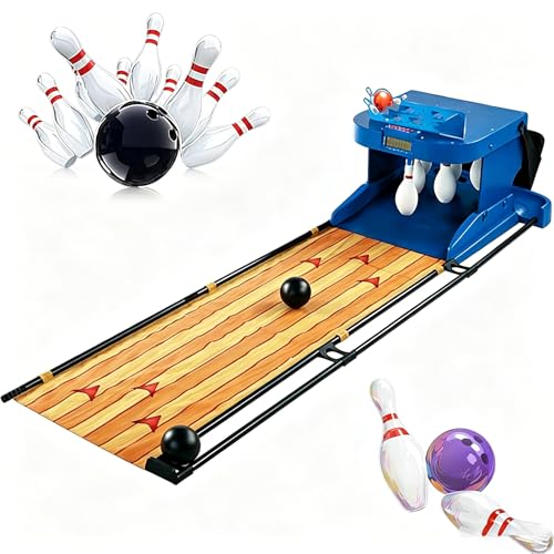 Home Electronic Bowling Set 2M/3.5M Indoor Bowling Alley with LED Scoreboard Auto Reset Sound Effect for Family Kids Adults