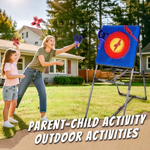 Axe Throwing Game for Backyard, Axe Throwing Target Set with 20 Throwing Axes Outdoor Games Indoor Carnival Yard Lawn Backyard Games for Age 6-12