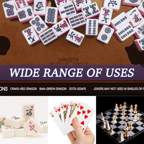 ARELUX Neoprene Mahjong Mat with Carrying Bag 32"x32" No Creases Rolled Shipping American Mahjong Mat with Charles Rules Anti-Slip & Noise Reduction Table Cover for Poker, Card & Board Game(Brown) - color: Brown