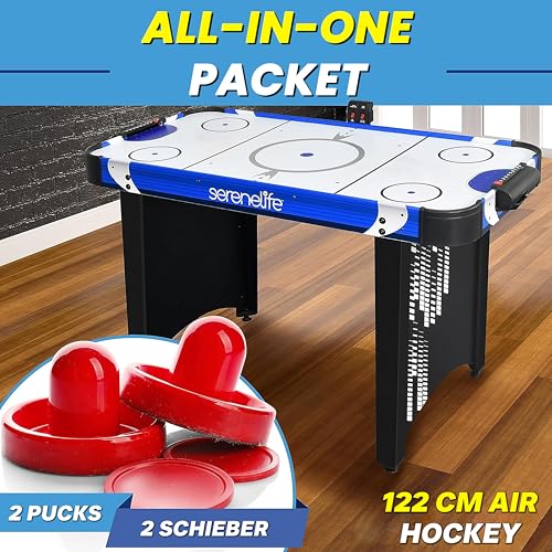 SereneLife 48" Air Hockey Game Table, w/Built-in Score Tracker & Puck Dispenser, Digital LED Scoreboard & Accessories