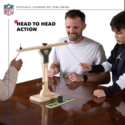 Wild Sports NFL Jacksonville Jaguars Wooden Ring Swing Battle - Head-to-Head Ring Toss Hook & Ring Game for NFL Fans