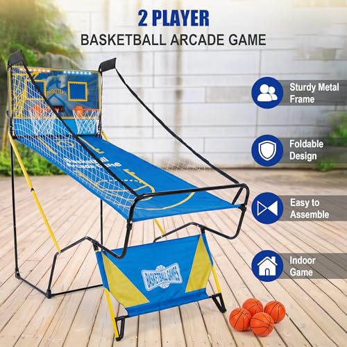 Single-Shot Basketball Arcade Game for Playroom and Small Spaces