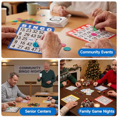 GSE Games & Sports Expert Complete Bingo Game Set with 100 Bingo Cards, 1000 Markers, Calling Cards Deck, Party Fun Game for Adults, Seniors, Family Gatherings, Classroom Activities, Large Groups - size: 100 Cards & 1000 Chips Set