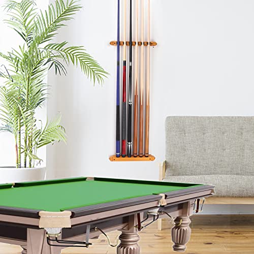 GSE Games & Sports Expert 2-Piece 6/8/12 Billiard Pool Cue Rack Wall Mounted Holders, Billiard Cue Sticks Wall Rack Set - style: 6 Cue - Oak