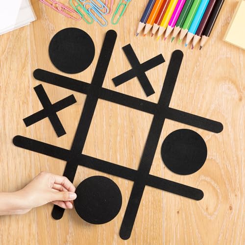 Giant Tic Tac Toe Game - Felt Funtic Wall Mount Game for Dorm, Game Room, Playroom, Modern Wall Decals - Black
