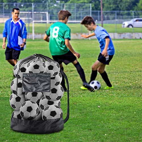BROTOU Thickened Extra Large Sports Ball Bag Mesh Socce Ball Bag Heavy Duty Drawstring Bags Team Work for Holding Basketball, Volleyball, Baseball, Swimming Gear with Shoulder Strap - size: 24" x 36"