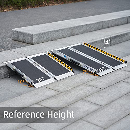 HABUTWAY 3ft Wheelchair Ramps for Home Steps, Portable Wheelchair Ramp Holds up to 800Lbs, Threshold Ramp with Non-Slip Resistant Surface, Ramps for Wheelchairs for Home, Stairs, Steps, Doorways - size: 3FT Using height 3-9"