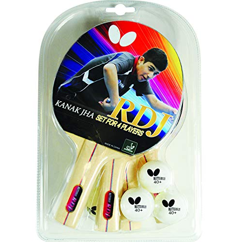 Butterfly RDJ Shakehand Table Tennis Racket Set - RDJ Series - Recommended For Beginning Level Ping Pong Players - International Table Tennis Federation Approved - color: RDJ 4 Player Set