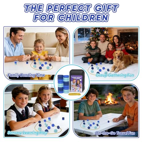 Magnet Game, Magnetic Game with String, 18PCS BlueSensory Silicone Magnet Stones for Family and Party, Magnetic Chess Strategy Table Board Games for Kids Adults.(Blue) - color: Blue