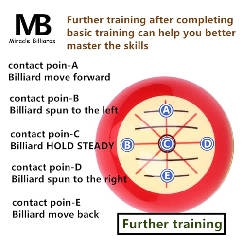 Billiards Cue Ball Pools Balls Practice Training Artifact with Training Guide Professional Cueballs for Precision Billiard Pool Accessories Used in Eight Balls, Home use or Coaching (2-1/4'', 6 oz)