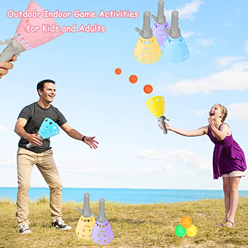 24Pcs Pop-Pass-Catch Ball Game with 8 Catch Launcher Baskets 16 Balls,Outdoor Indoor Game Activities,Lawn Games Beach Sport Toys for Party Favor,Kids 4 5 6 7 8 9 10+