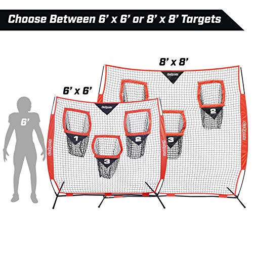 GoSports Football Throwing Net - 8 x 8 ft or 6 x 6 ft Nets - Choose Black or Red - color: 8 x 8 ft Red