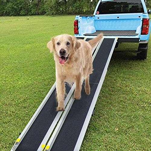 Goplus Wheelchair Ramp, Adjustable Portable Aluminum Ramps with Non-Skid Surface for Home Steps Stairs Doorways, 4' / 6'/ 7' Telescopic Handicap Ramp 600 LBS Capacity (4' to 7')