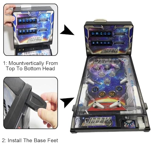 Pinball Desktop Machine with Lights & Sounds LED Digital Scoreboard Electronic Tabletop Pinball Game Retro Mini Pinballs Game Toy for Birthday Party Gift