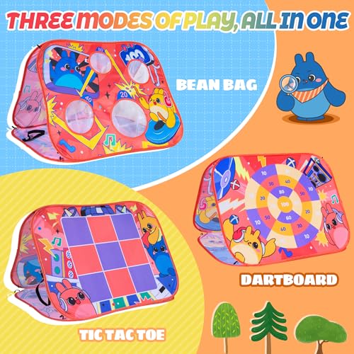 Giant 3 in 1 Bean Bag Toss Game for Kids, Toddler Outdoor Toss Toys for 2 3 4 5 6 7 8 Year Old Boys Girls, Family Party Supplies, Cornhole Party Carnival Games, Lawn Backyard Outside Birthday Gifts - style: Bean Bag Toss Combo