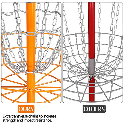 Yaheetech Portable Disc Golf Basket, Practice Target Steel Hole Heavy Duty Disc Golf Goals Catcher, Orange