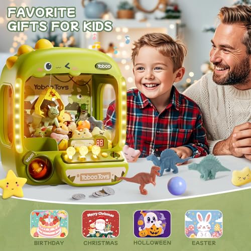64 PCS Large Claw Machine for Kids Dinosaur,Vending Machine Toys for Boys 5 6 7 8 Year Old,Candy and Prize Electronic Dispenser Game Ages 5-7 6-8,Birthday Gift for 3 4 5 6 Year Old Boy Girl - style: Dinosaur