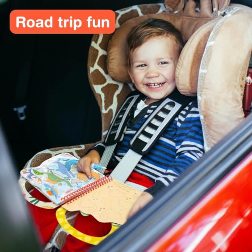 Avenir Reusable Water Coloring Book for Toddlers 3-5 – Mess-Free Paint-with-Water Travel Toy Airplane Activities Road Trip Quiet Book, Water-Reveal Activity Pad, 3-in-1 Creative Set - color: Dinosaur