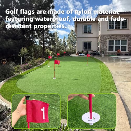 Golf Flagstick with Flag Surface - Portable Design, Ideal for Yard Practice Putting Green - color: yellow