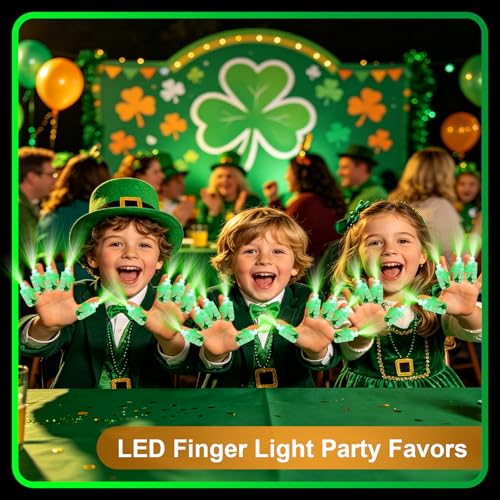 100pcs Green Finger Lights, Glow in the Dark Flashlights for Kids, St. Patrick Party Favors, LED Rave Laser Toys for Christmas Party, Classroom Prizes Carnival Birthday Concert Accessories - style: Green-100