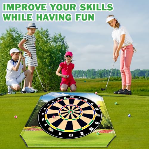 Golf Game Play Set, Golf Chipping Games for Kids with 16 Sticky Golf Balls, 8 Golf Balls, 2 Golf Clubs&Golf Chipping Target, Indoor Outdoor Lawn Backyard Golf Gifts for Kids