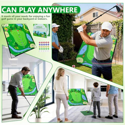 Portable Golf Chipping Game Set- 70"x70" Sticky Golf Mat Game with Adjustable Golf Club/Hitting Mat/25 Balls, Gifts for Adults, Kids, Golfers to Practice in Outdoor, Indoor or at Family Parties