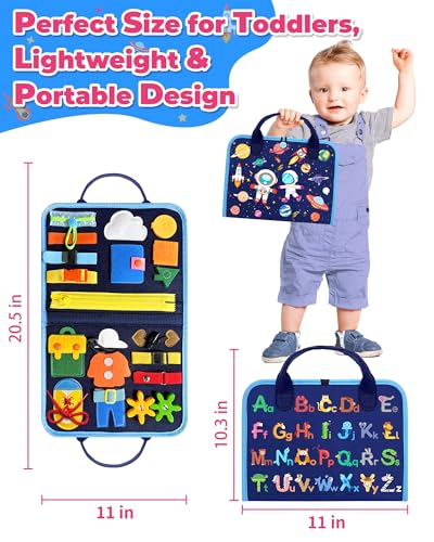Gojmzo Busy Board Montessori Toys for Toddler Boy Birthday Gifts, Busy Book Sensory Toys for Toddlers, Learning Educational Toddler Travel Activities - style: Blue/P8