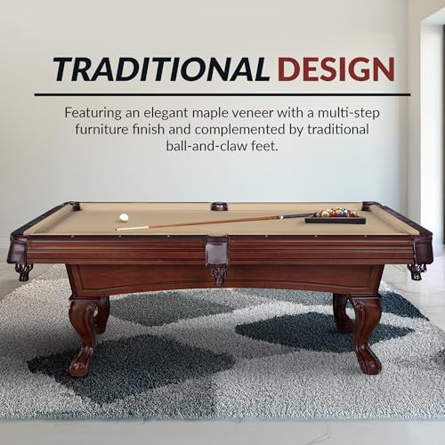 Hathaway Augusta 8 Ft Furniture Pool Table – Includes Cue Sticks, Billiard Balls – Classic Design Perfect for Family, Home, Dining, or Living Room - color: Walnut Finish